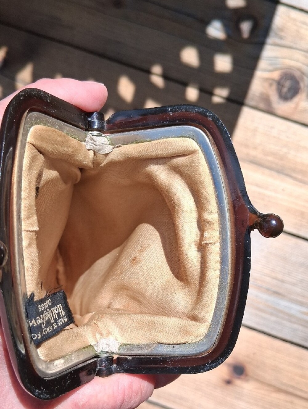 Holt Renfrew Vintage Brown Leather Kiss-Lock Coin Purse - Picture 6 of 10
